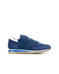 Sneakers basse in pelle scamosciata blu scuro di Philippe Model