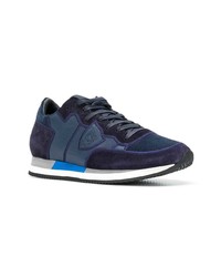 Sneakers basse in pelle scamosciata blu scuro di Philippe Model