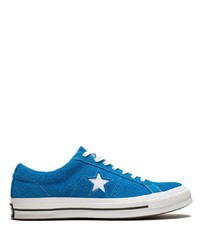 Sneakers basse in pelle scamosciata blu di Converse