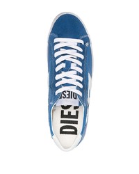 Sneakers basse in pelle scamosciata blu di Diesel