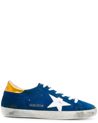 Sneakers basse in pelle scamosciata con stelle blu scuro di Golden Goose Deluxe Brand