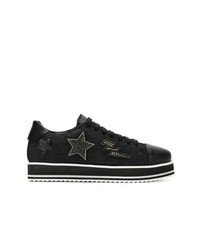Sneakers basse in pelle scamosciata con stelle nere