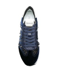 Sneakers basse in pelle scamosciata decorate blu scuro di Premiata