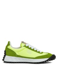 Sneakers basse in pelle scamosciata decorate lime