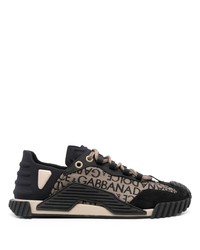 Sneakers basse in pelle scamosciata decorate nere di Dolce & Gabbana