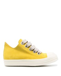 Sneakers basse in pelle scamosciata gialle di Rick Owens
