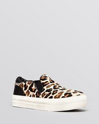 Sneakers basse in pelle scamosciata leopardate marrone chiaro