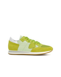 Sneakers basse in pelle scamosciata lime
