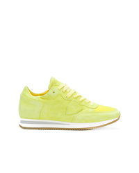 Sneakers basse in pelle scamosciata lime