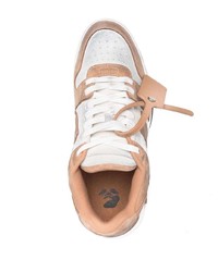 Sneakers basse in pelle scamosciata marrone chiaro di Off-White