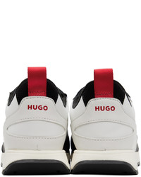 Sneakers basse in pelle scamosciata nere e bianche di Hugo