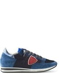 Sneakers basse in pelle scamosciata nere e blu di Philippe Model