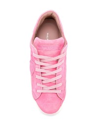 Sneakers basse in pelle scamosciata rosa di Philippe Model