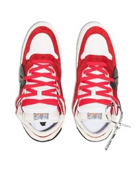 Sneakers basse in pelle scamosciata rosse e bianche di Off-White