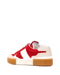 Sneakers basse in pelle scamosciata rosse e bianche di Dolce & Gabbana