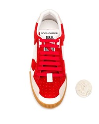 Sneakers basse in pelle scamosciata rosse e bianche di Dolce & Gabbana