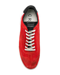 Sneakers basse in pelle scamosciata rosse di Leather Crown