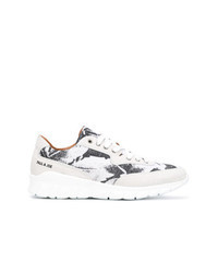 Sneakers basse in pelle scamosciata stampate bianche