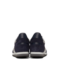 Sneakers basse in pelle scamosciata stampate blu scuro di Comme Des Garcons SHIRT