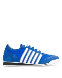 Sneakers basse in pelle scamosciata stampate blu di DSQUARED2