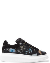 Sneakers basse in pelle scamosciata stampate nere