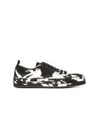 Sneakers basse in pelle scamosciata stampate nere