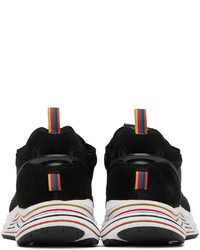 Sneakers basse in pelle scamosciata stampate nere di Paul Smith