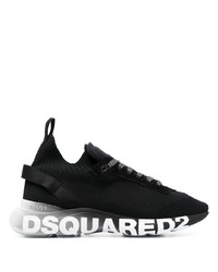 Sneakers basse in pelle scamosciata stampate nere di DSQUARED2