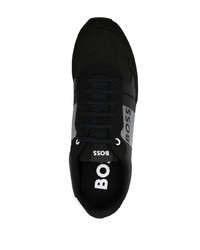 Sneakers basse in pelle scamosciata stampate nere di BOSS