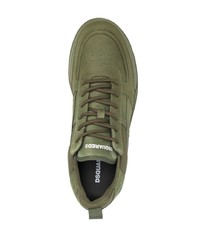 Sneakers basse in pelle scamosciata stampate verde oliva di DSQUARED2