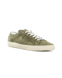 Sneakers basse in pelle scamosciata verde oliva di Saint Laurent