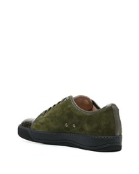 Sneakers basse in pelle scamosciata verde oliva di Lanvin