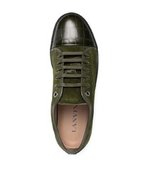 Sneakers basse in pelle scamosciata verde oliva di Lanvin