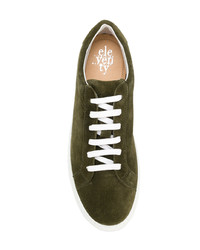 Sneakers basse in pelle scamosciata verde oliva di Eleventy