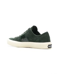Sneakers basse in pelle scamosciata verde oliva di Tom Ford