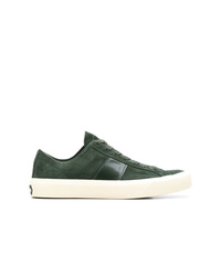 Sneakers basse in pelle scamosciata verde oliva di Tom Ford