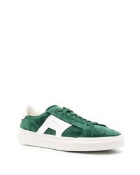 Sneakers basse in pelle scamosciata verde scuro di Santoni