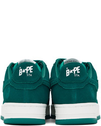 Sneakers basse in pelle scamosciata verde scuro di BAPE