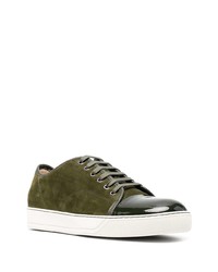 Sneakers basse in pelle scamosciata verde scuro di Lanvin