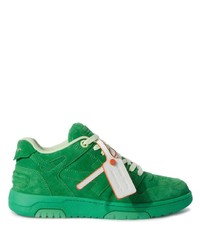 Sneakers basse in pelle scamosciata verdi di Off-White