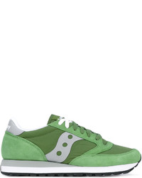 Sneakers basse in pelle scamosciata verdi di Saucony