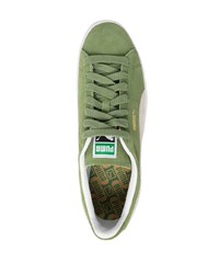 Sneakers basse in pelle scamosciata verdi di Puma