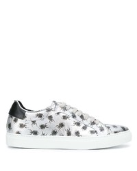 Sneakers basse in pelle stampate argento di Paul Smith