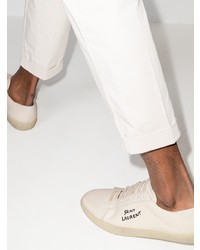 Sneakers basse in pelle stampate beige di Saint Laurent