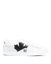 Sneakers basse in pelle stampate bianche e nere di DSQUARED2