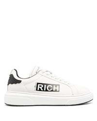 Sneakers basse in pelle stampate bianche e nere di John Richmond
