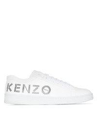 Sneakers basse in pelle stampate bianche e nere di Kenzo