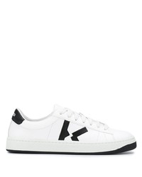 Sneakers basse in pelle stampate bianche e nere di Kenzo