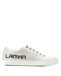 Sneakers basse in pelle stampate bianche e nere di Lanvin