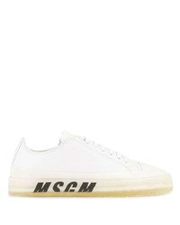 Sneakers basse in pelle stampate bianche e nere di MSGM